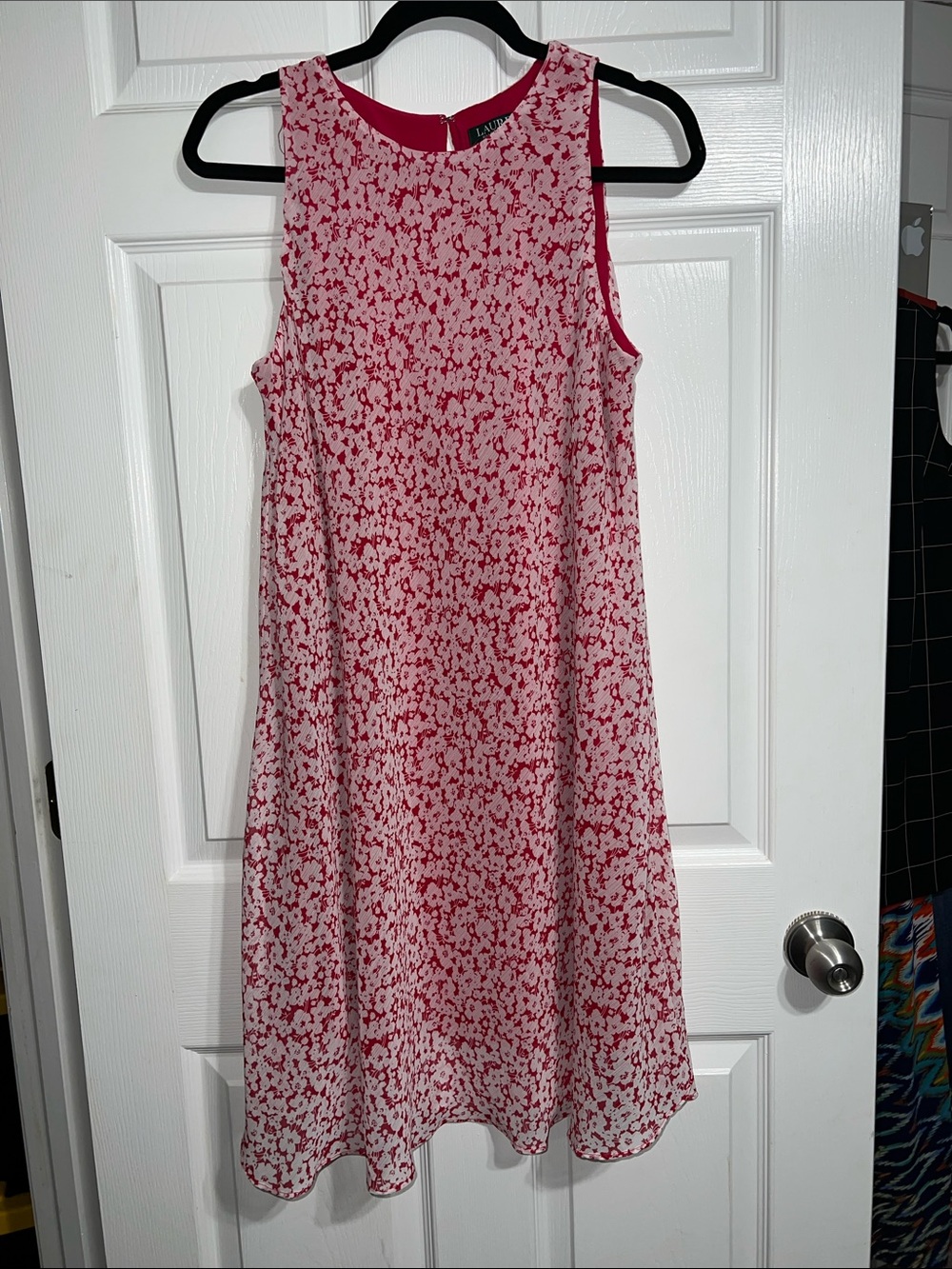 Ralph Lauren Red & White Floral Sleeveless A-Line Mini Dress